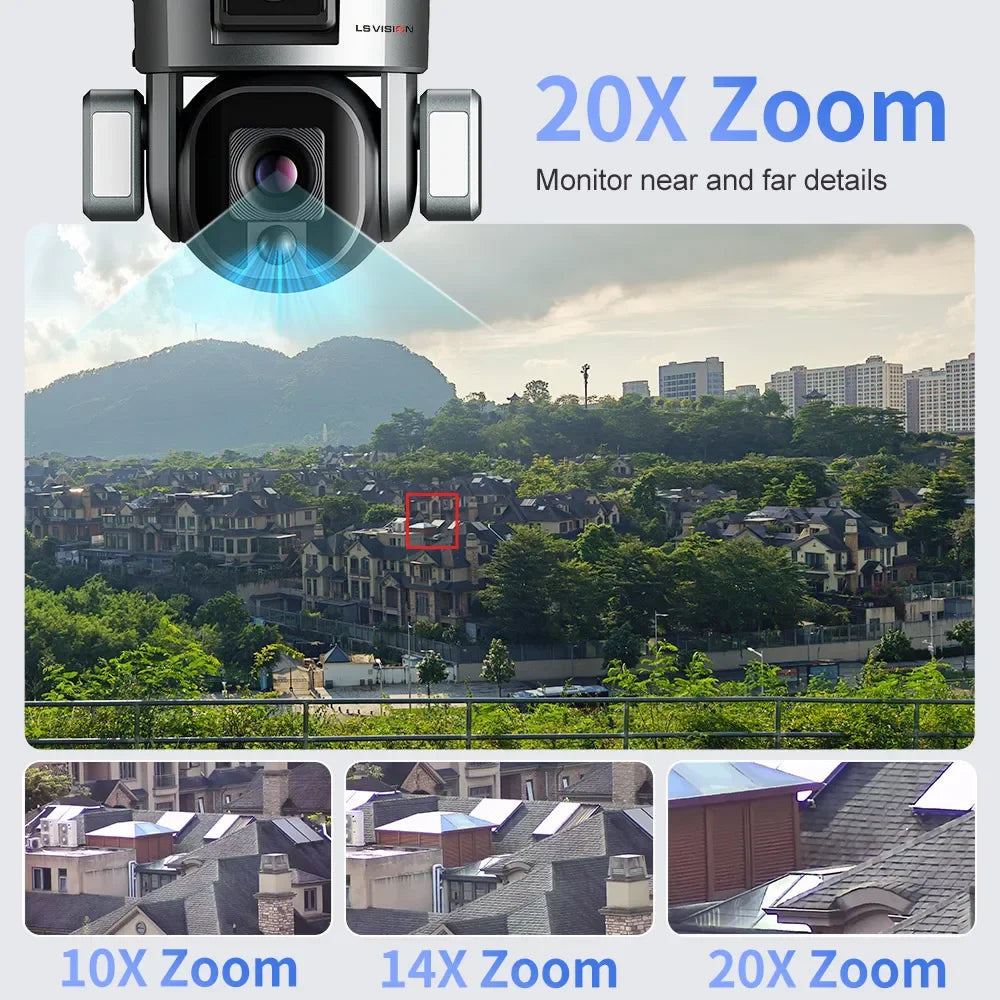 4K 20X Zoom Solar Camera – WiFi or 4G Outdoor PTZ Security with Dual Screen