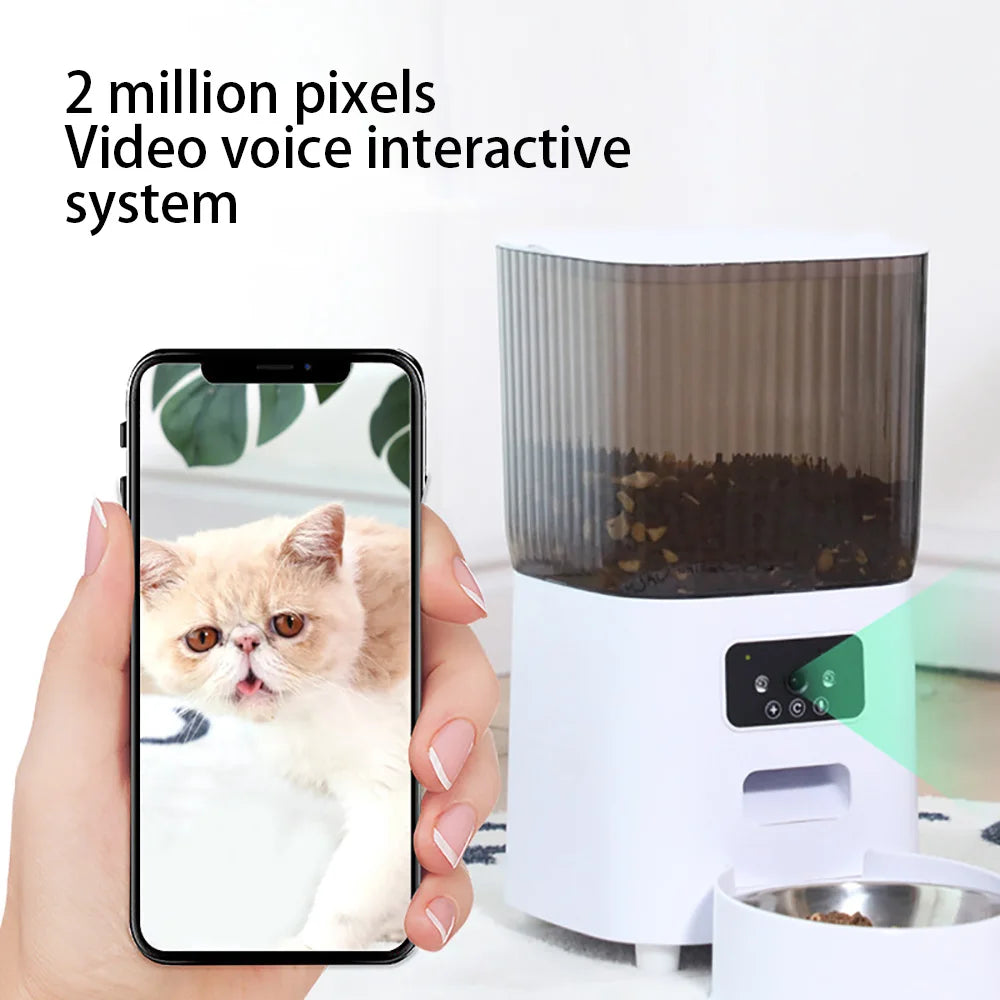 Distributeur intelligent de nourriture pour animaux de compagnie de 5 L avec caméra et enregistreur vocal pour chats et chiens