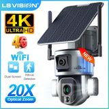 4K 20X Zoom Solar Camera – WiFi or 4G Outdoor PTZ Security with Dual Screen