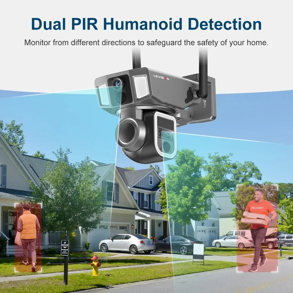 Cámara de seguridad solar para exteriores PTZ con zoom óptico de 10X y red dual (4G/WiFi)