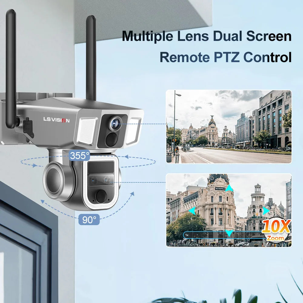 Dual Network (4G/WiFi), 10X Optical Zoom, PTZ Outdoor Solar Security Camera