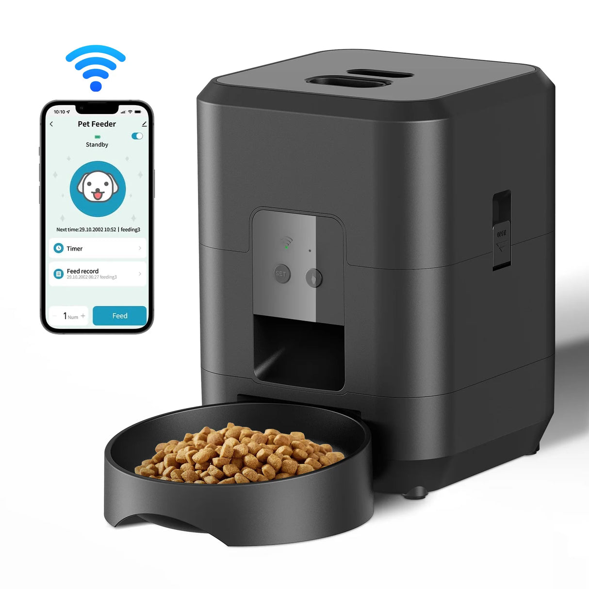 Distributeur automatique intelligent de nourriture pour animaux de compagnie avec contrôle des portions chronométrées pour chats et chiens 